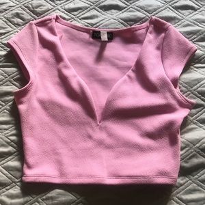 Pink Crop Top Medium Cleavage Sexy